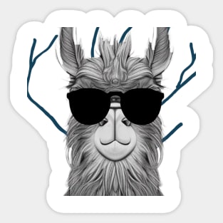 A llama wearing dark glasses Sticker